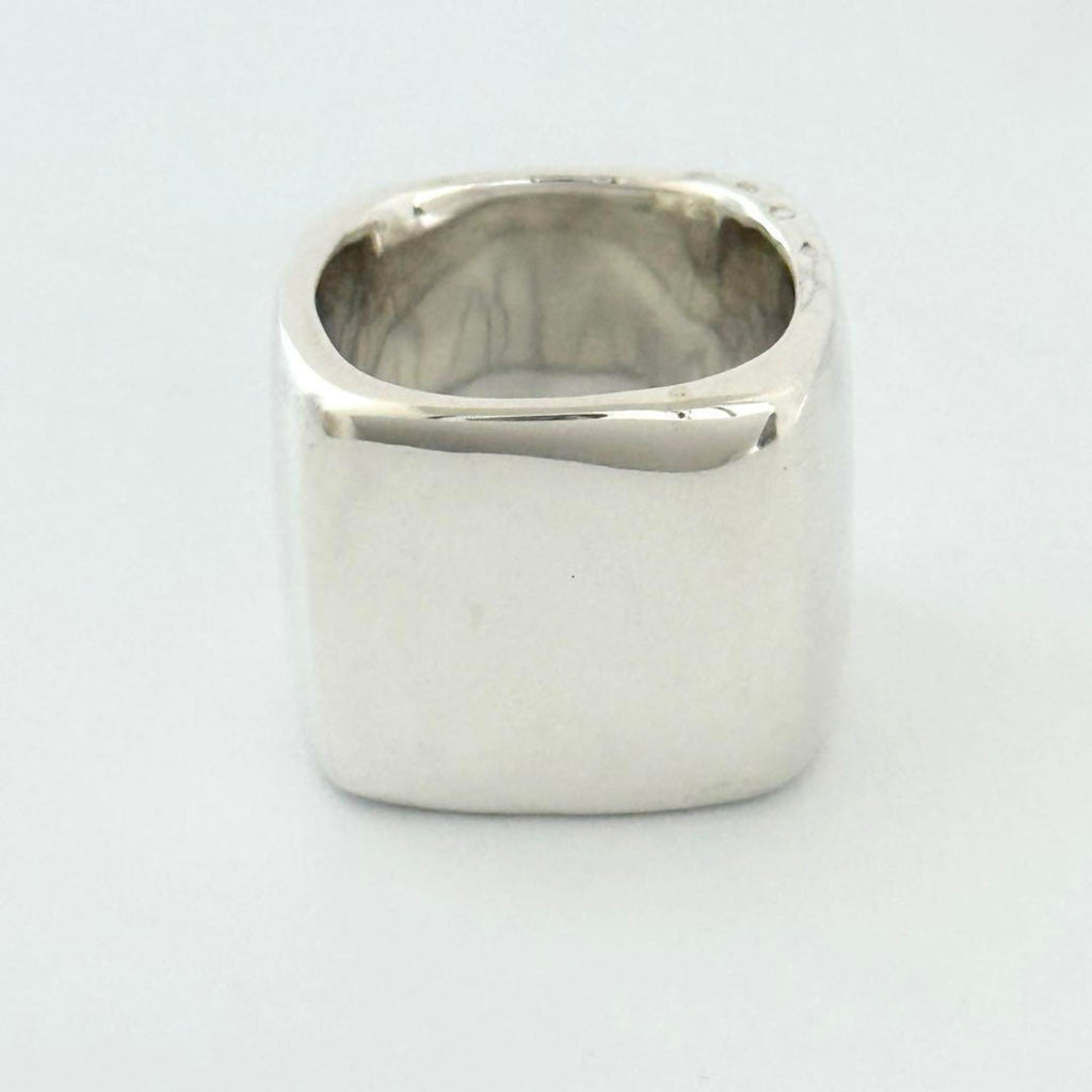 Vintage Wide Square Band Ring Sterling Silver