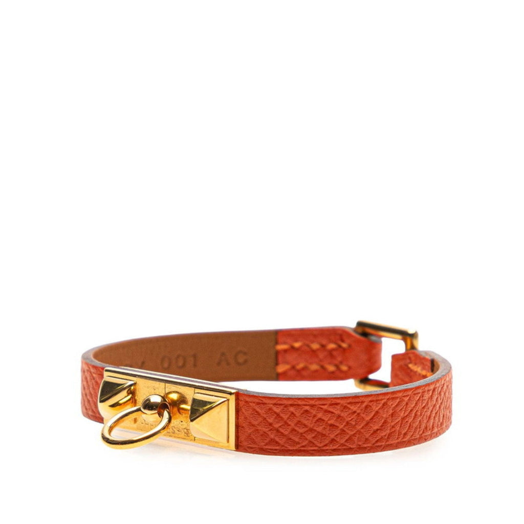 Bracelet Leather and Metal Gold and Orange