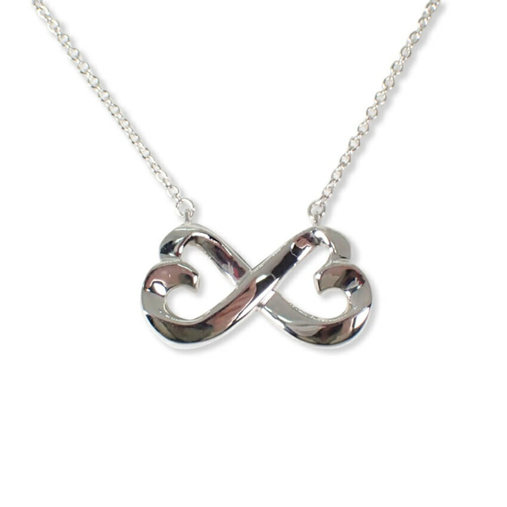 Double Loving Heart Pendant Necklace Sterling Silver
