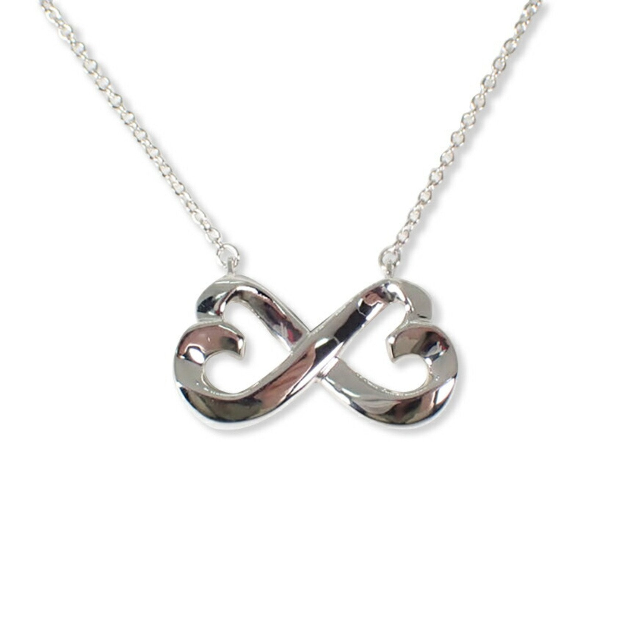 Double Loving Heart Pendant Necklace Sterling Silver