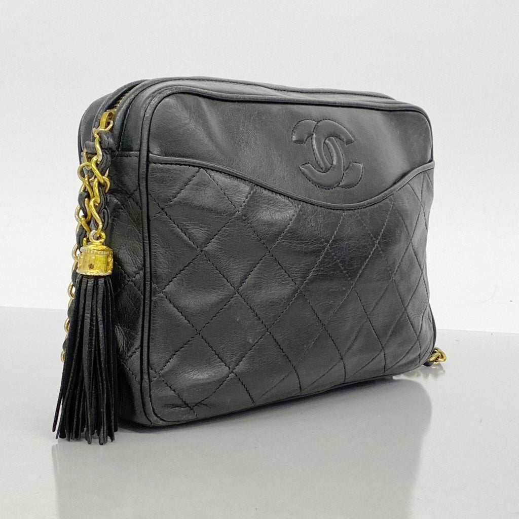 Vintage Camera Tassel Bag Quilted Leather Medium