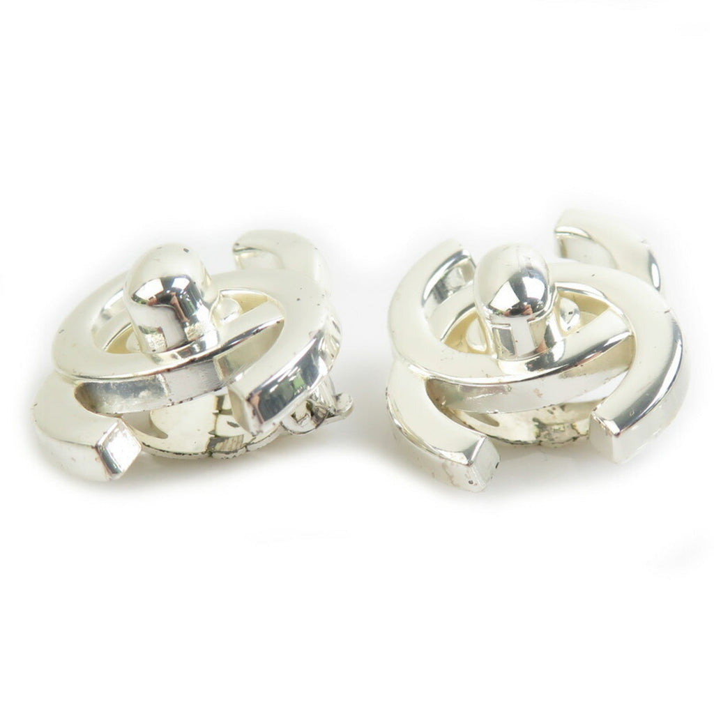 CC Logo Clip-On Earrings Silver-Tone Metal Silver-Tone Metal