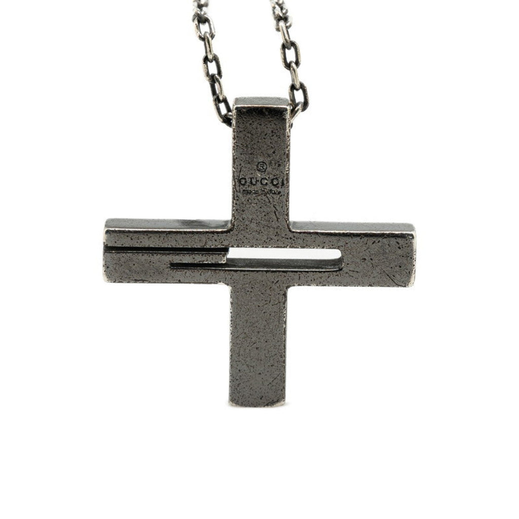 Cutout G Cross Pendant Necklace Sterling Silver