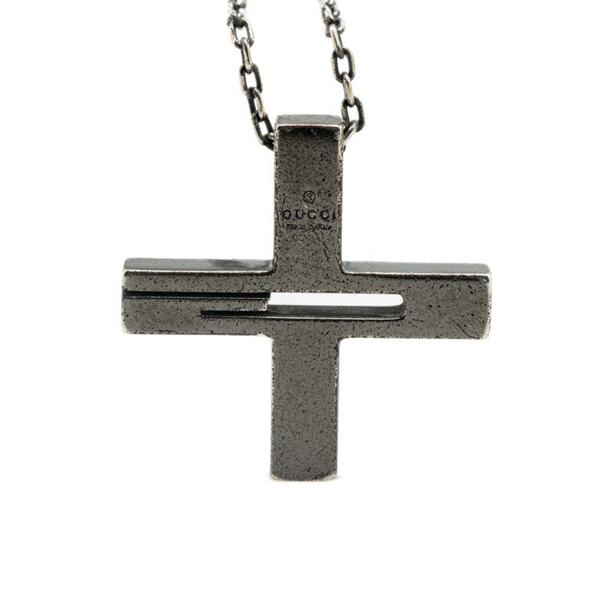 Cutout G Cross Pendant Necklace Sterling Silver