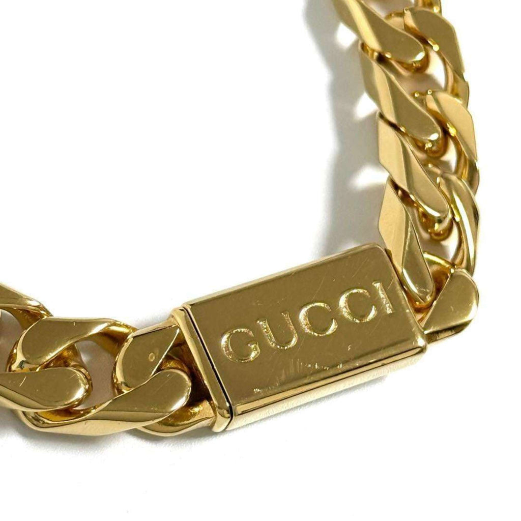 Script Chain Pendant Necklace Metal and Rhinestone