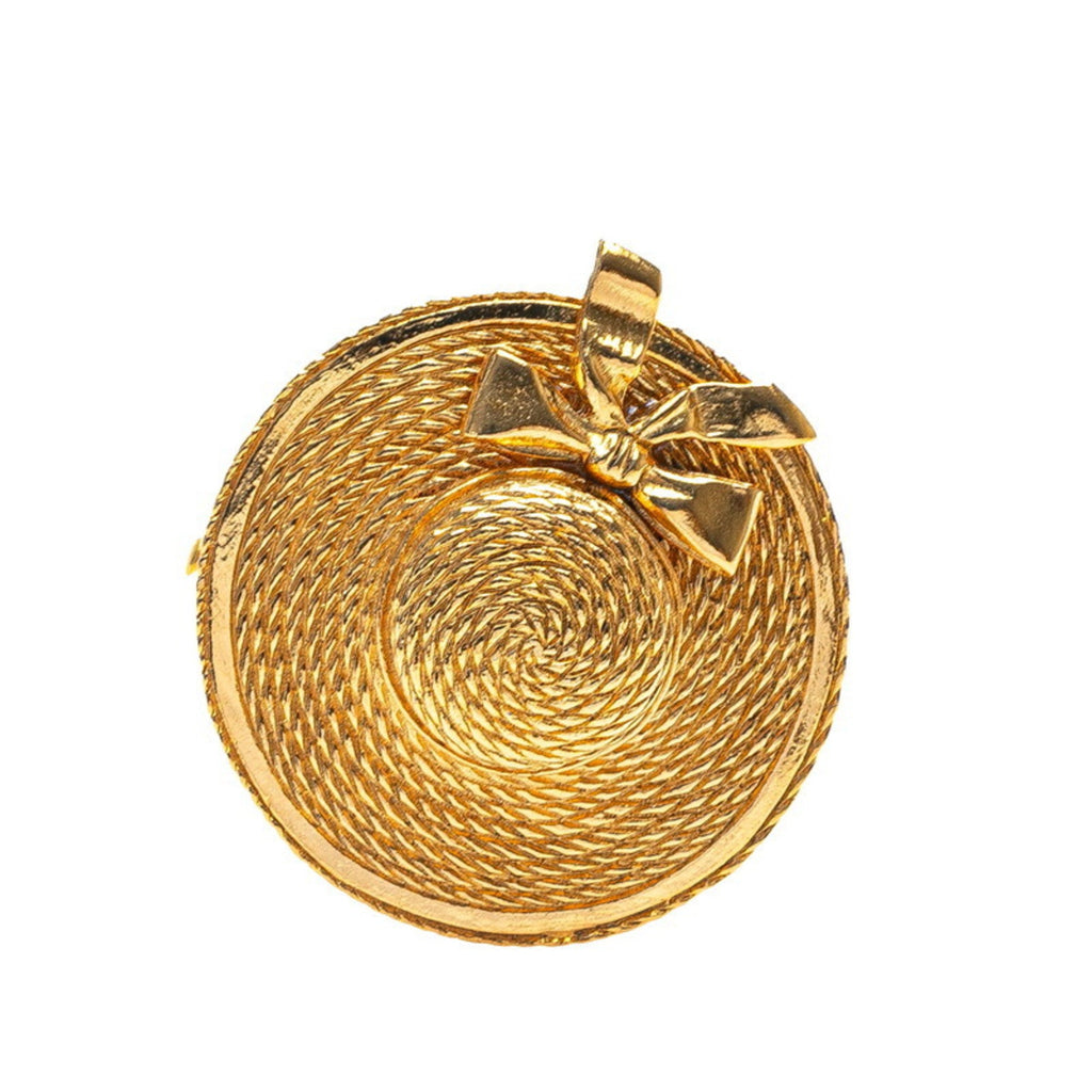 Straw Hat Ribbon Brooch Metal