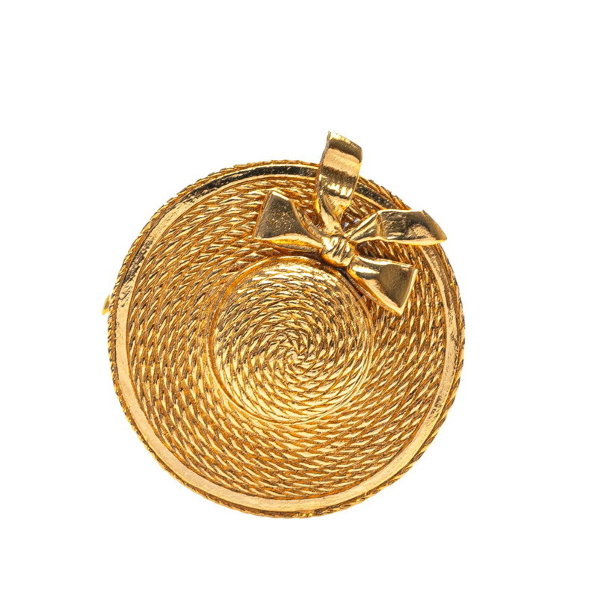 Straw Hat Ribbon Brooch Metal