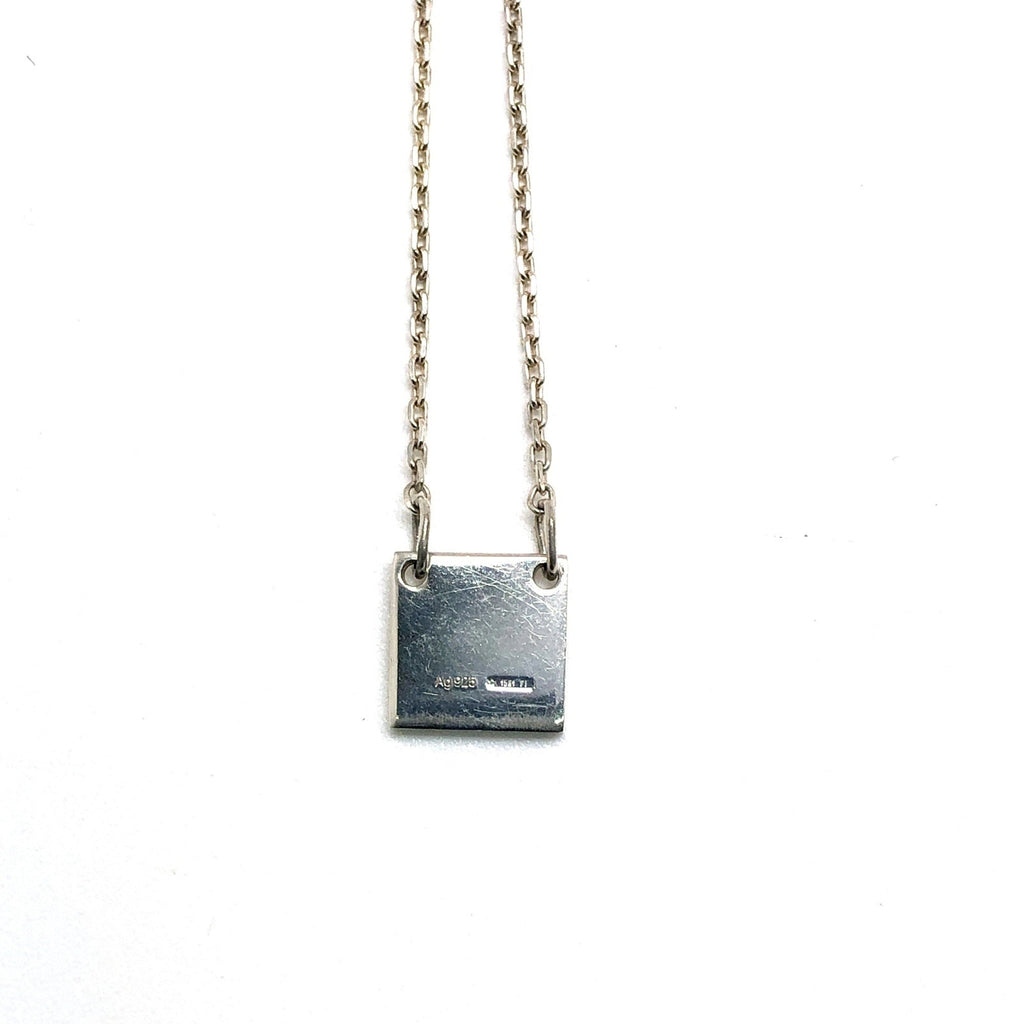 Square Plate Pendant Necklace Sterling Silver