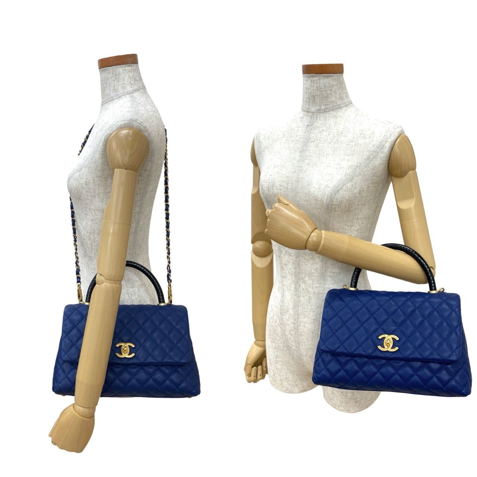 Coco Top Handle Bag Quilted Caviar Small