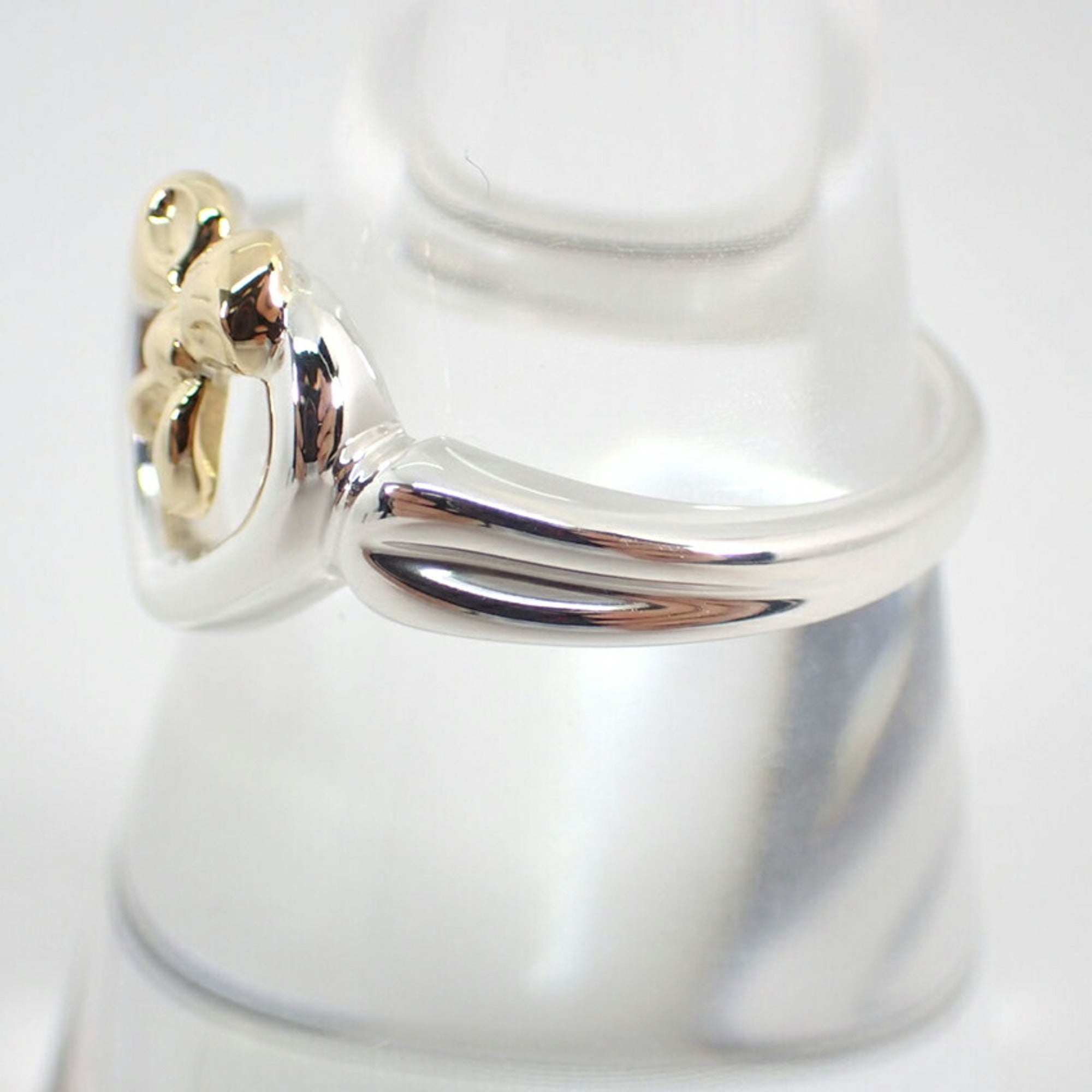 Heart Ribbon Ring Sterling Silver and 18K Yellow Gold