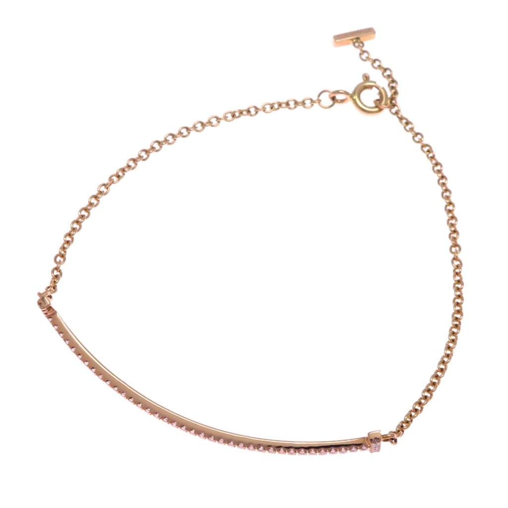 T Smile Pendant Necklace 18K Rose Gold with Diamonds