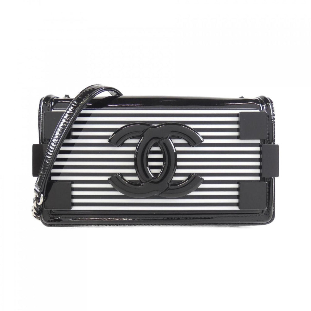Boy Brick Flap Bag Striped Patent and Plexiglass Horizontal