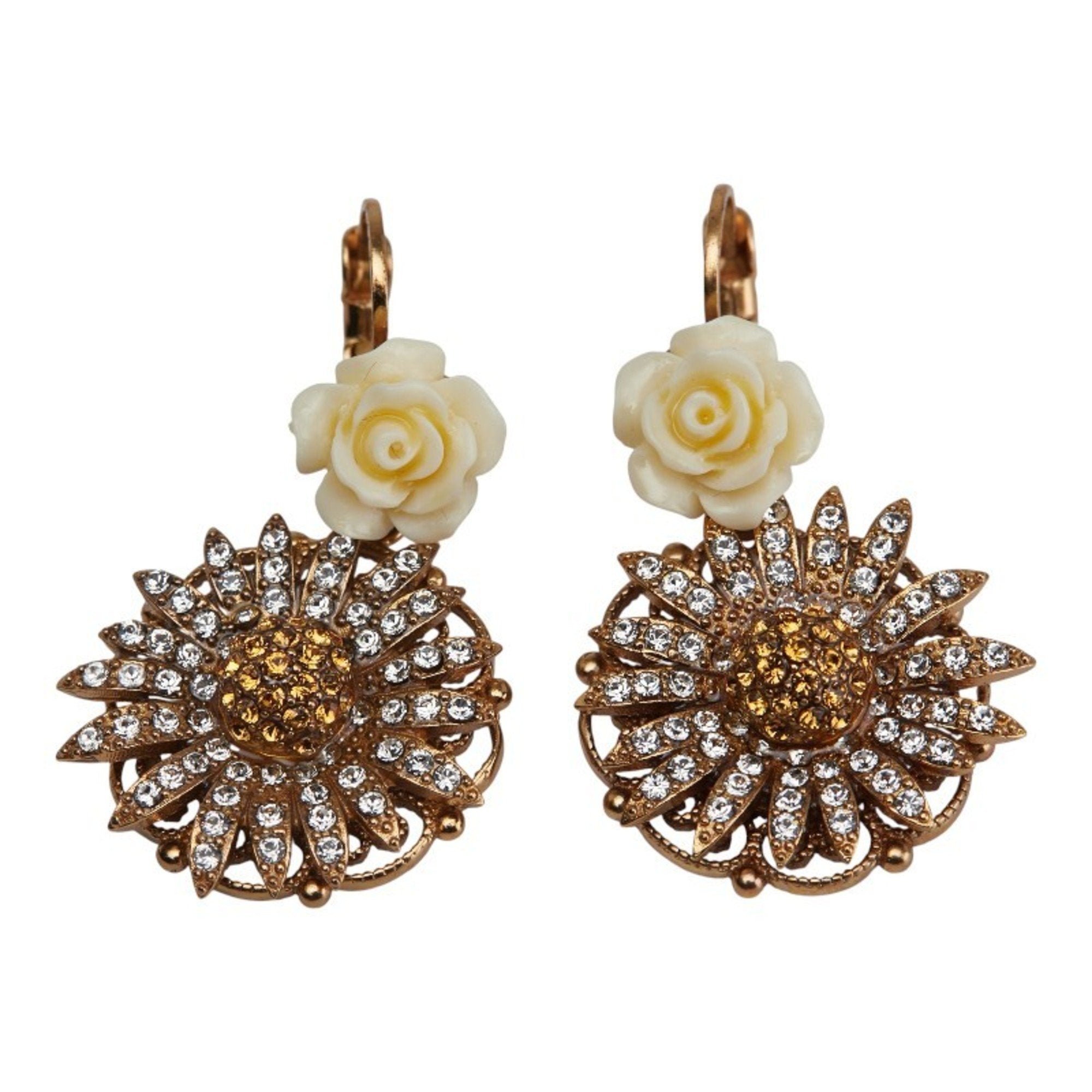 Rhinestone Clip-On Earrings Gold Plated and Rhinestone