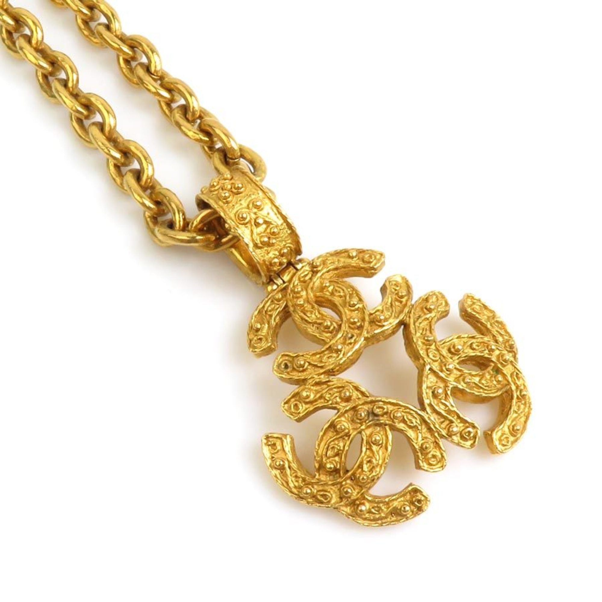 CC Logo Pendant Necklace Gold-Tone Metal