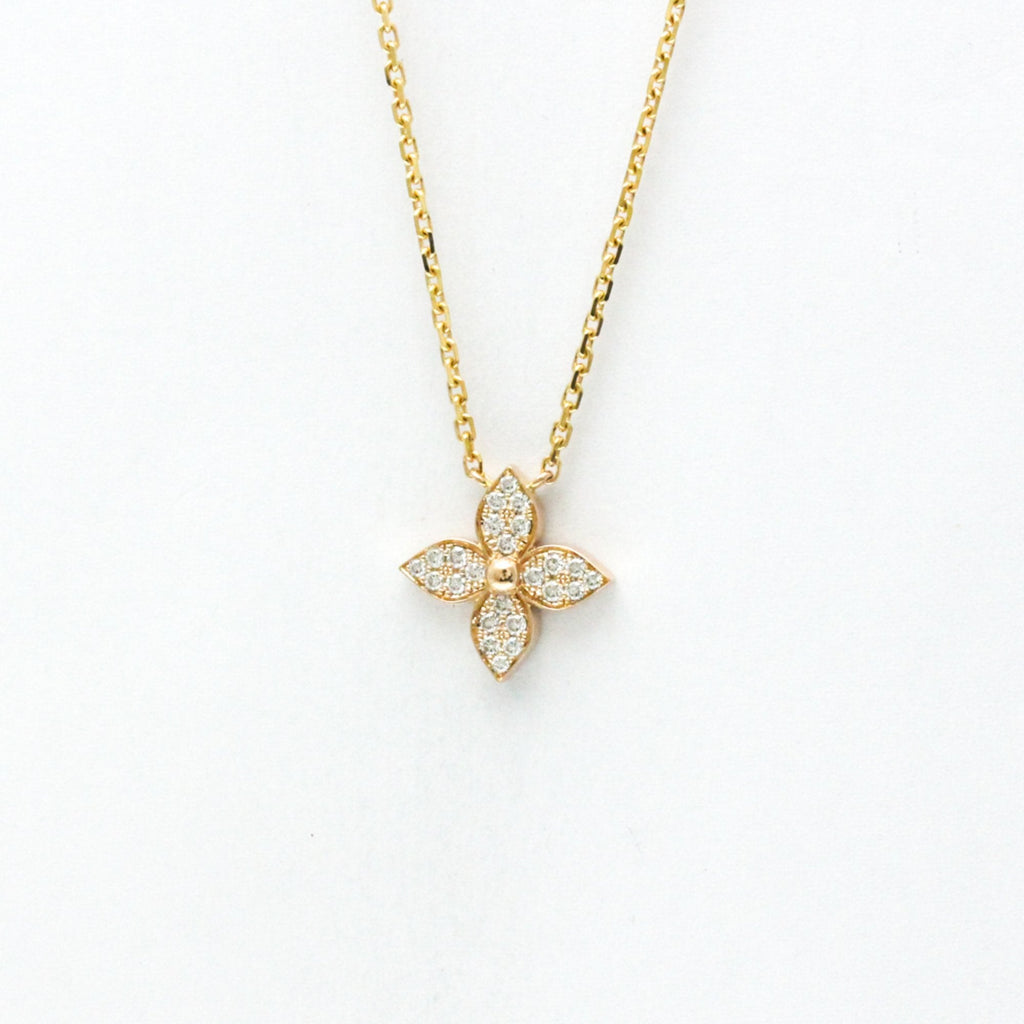 Star Blossom Pendant Necklace 18K Rose Gold with Diamond