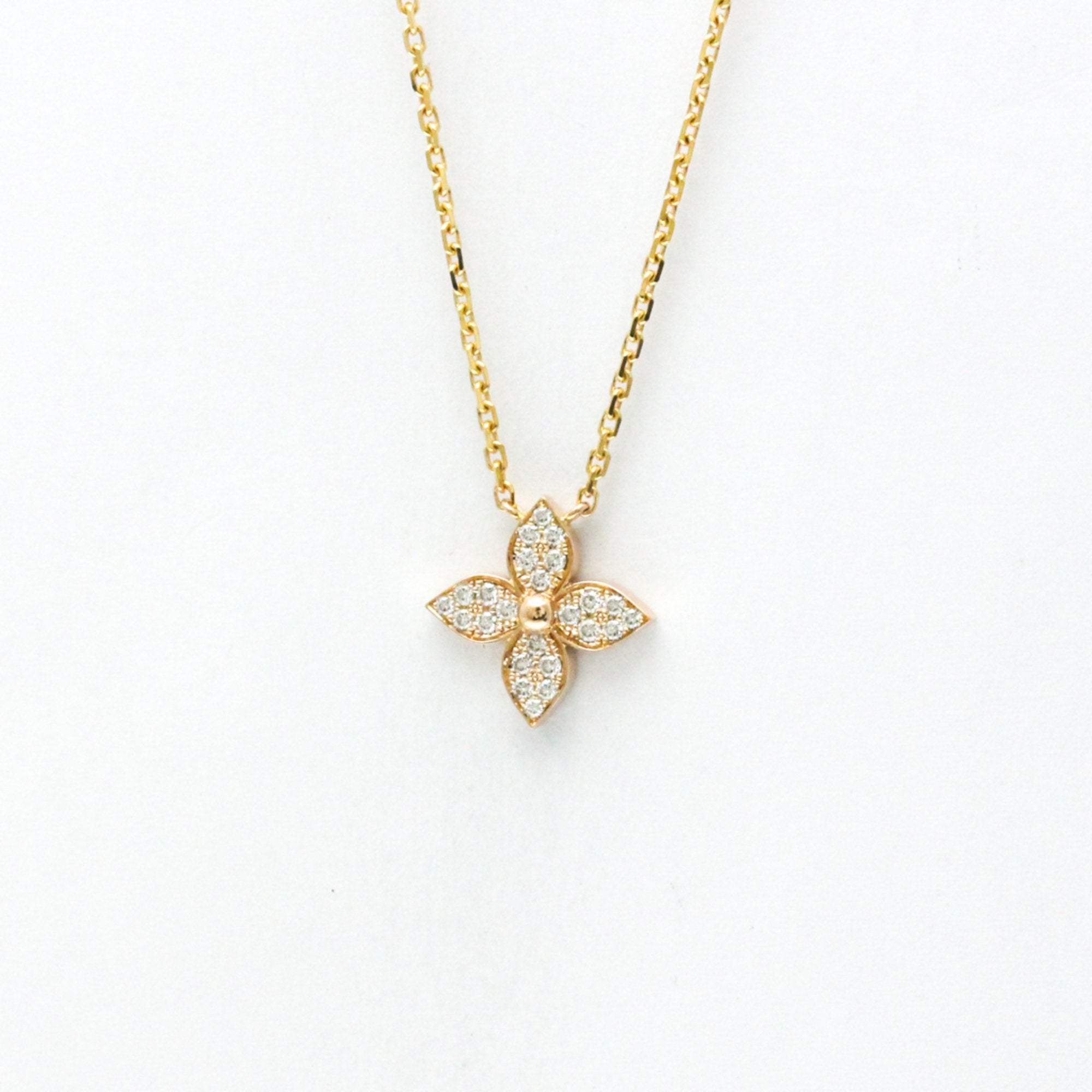 Star Blossom Pendant Necklace 18K Rose Gold with Diamond