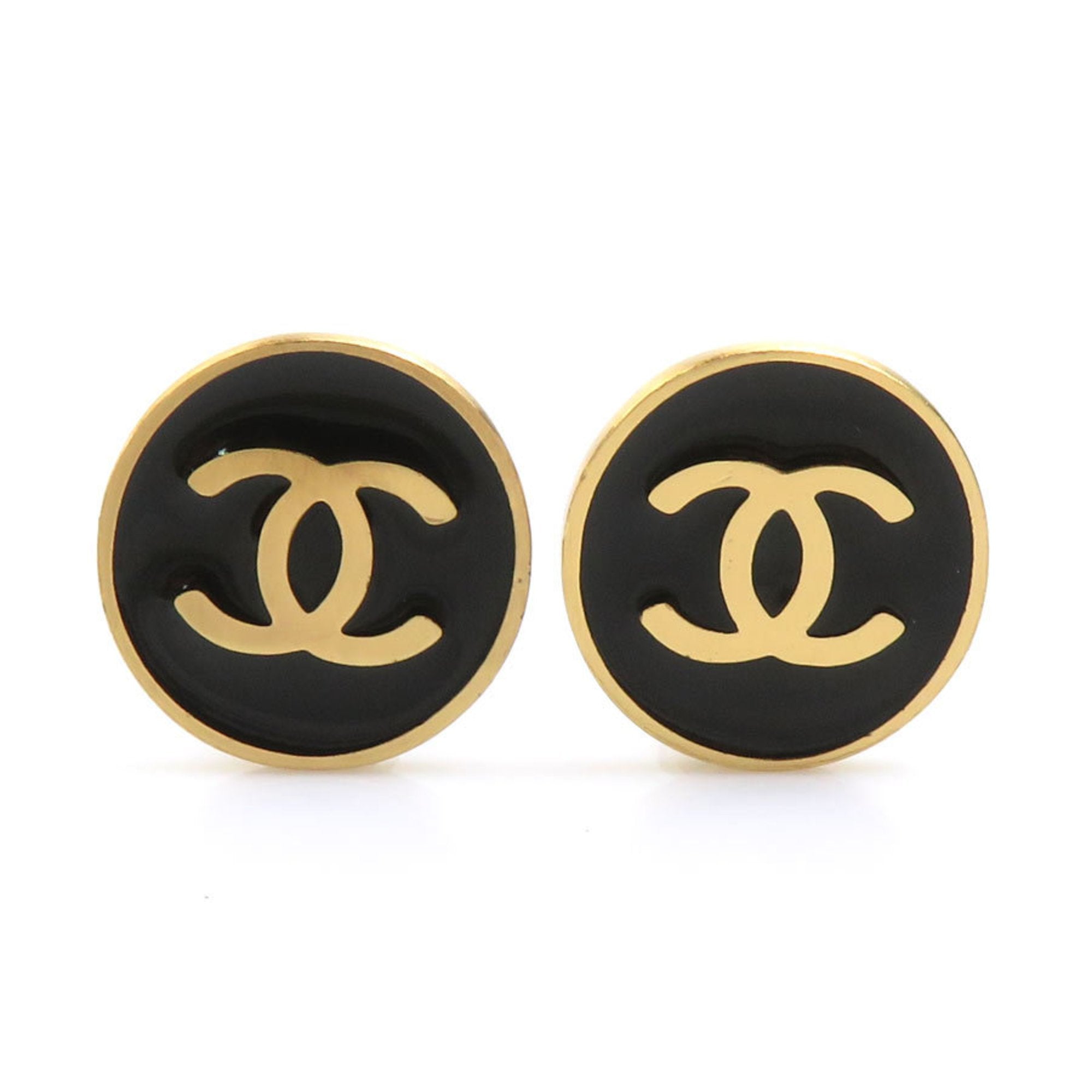 CC Logo Clip-On Earrings Gold-Tone Metal