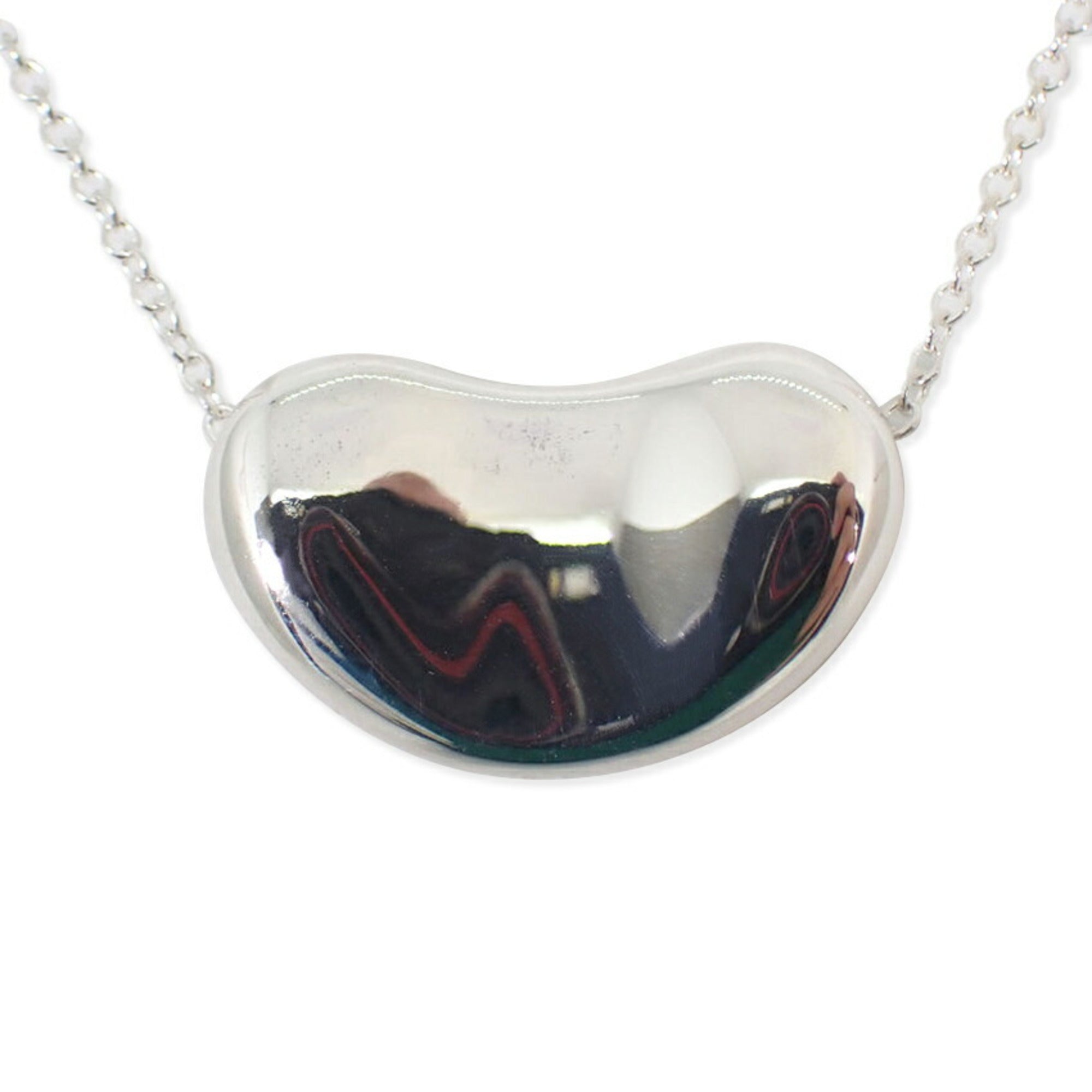 Bean Pendant Necklace Sterling Silver 11mm