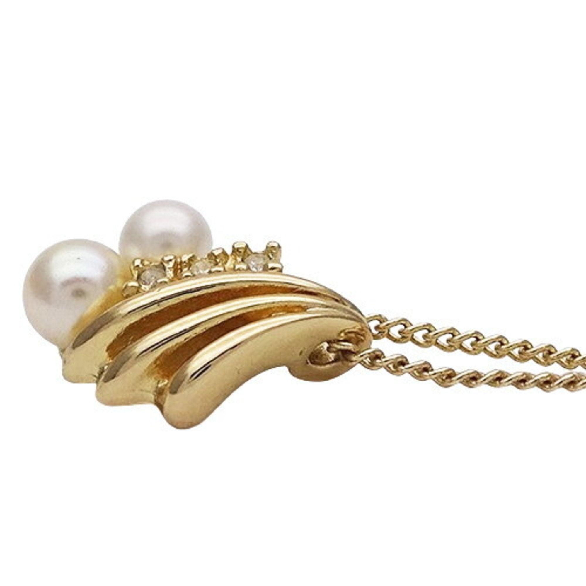 Pendant Necklace Gold With Artificial Pearl And Rhinestone