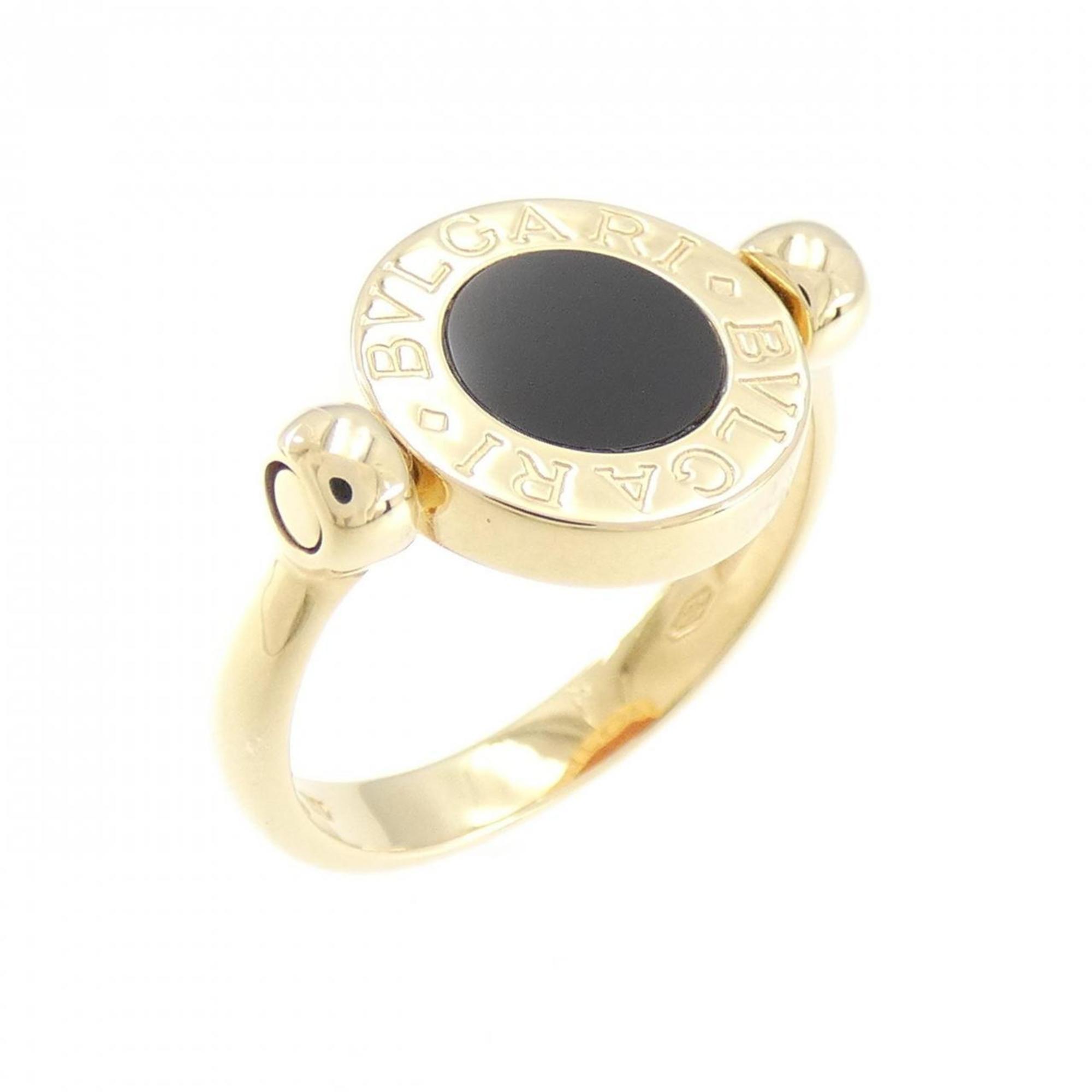 Ring 18K Yellow Gold with Coral and Onyx