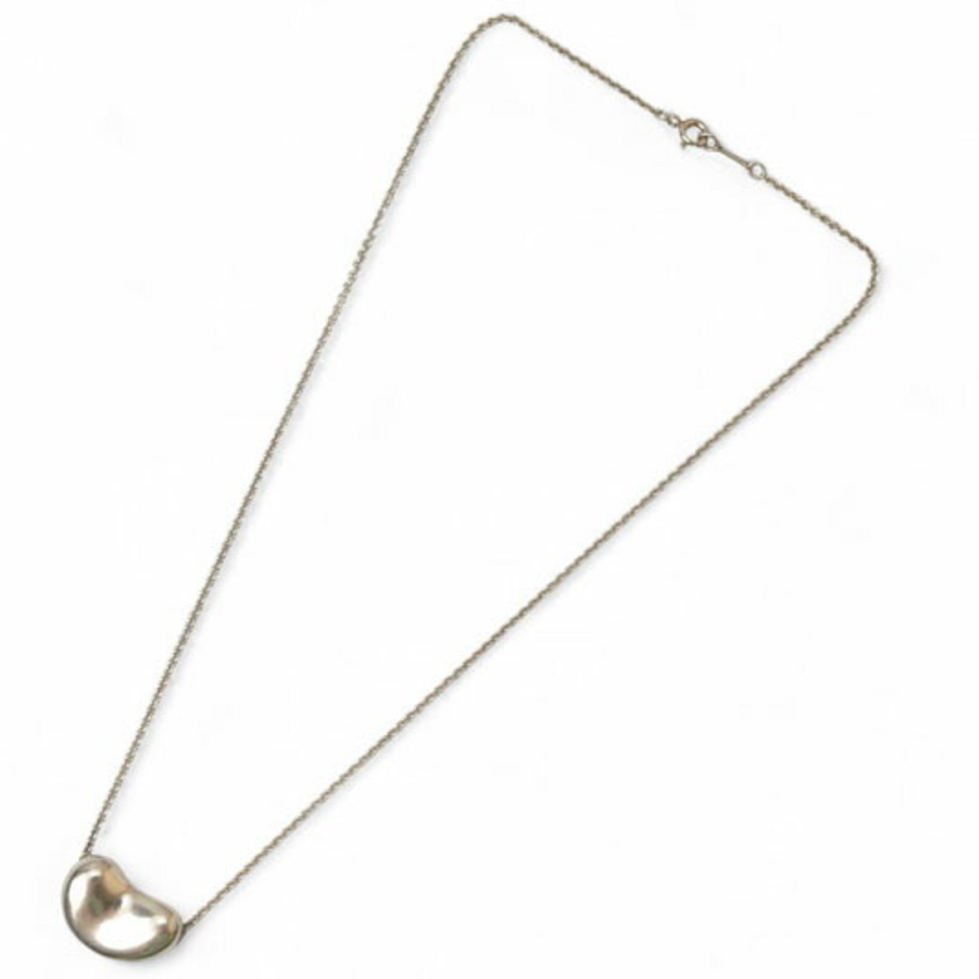 Bean Pendant Necklace Sterling Silver 12mm