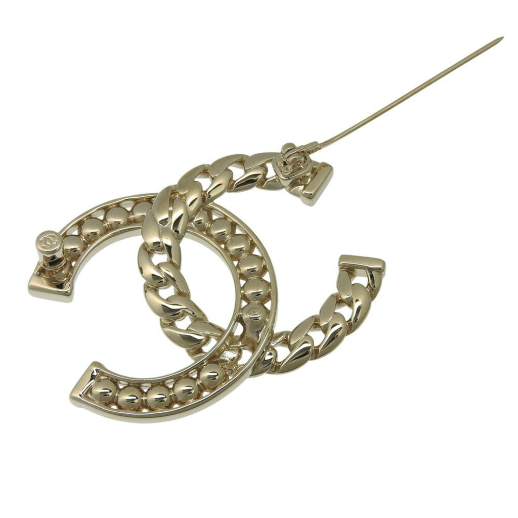 CC Logo Brooch Gold-Tone Metal