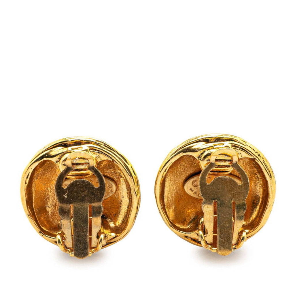 CC Logo Round Clip-On Earrings Metal Gold-Tone Metal