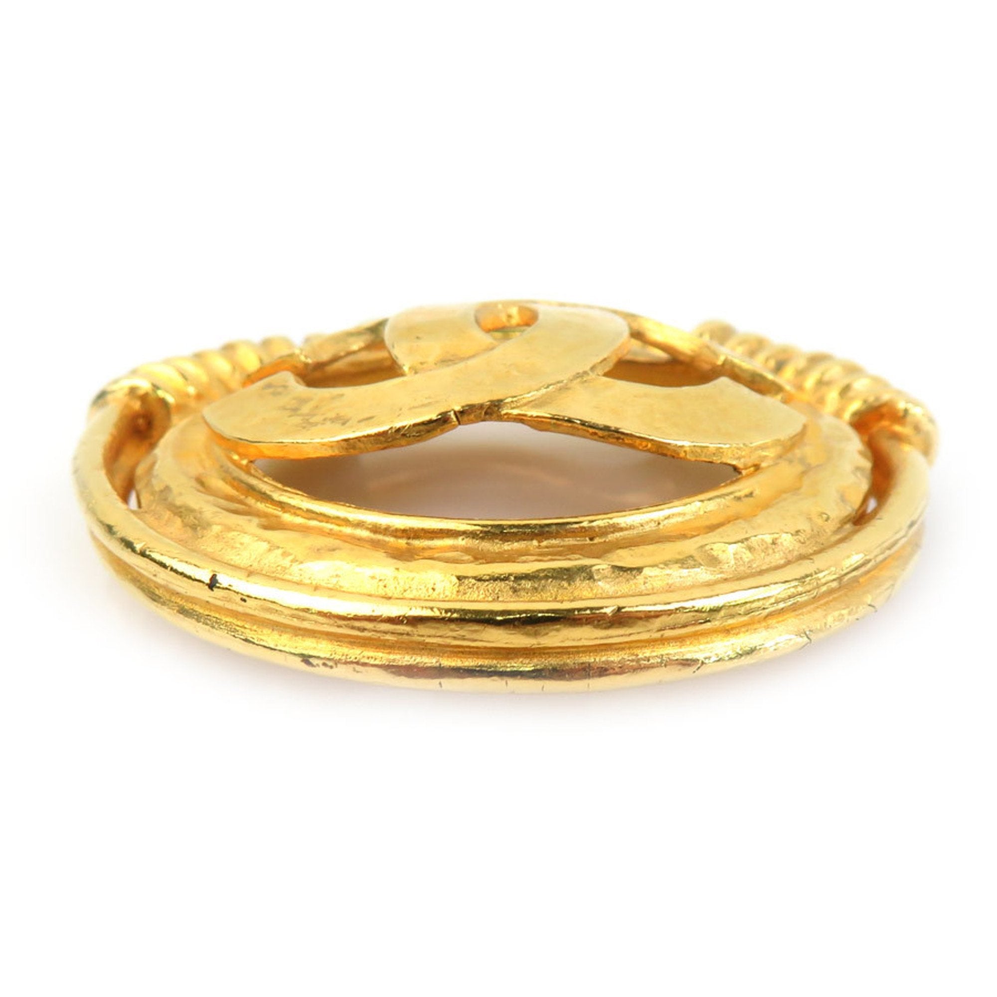 CC Logo Brooch Gold-Tone Metal