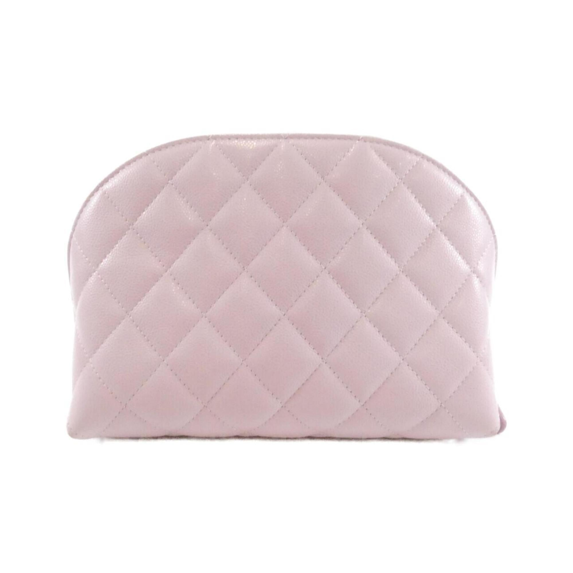 CC Dome Zip Clutch with Chain Quilted Caviar Small