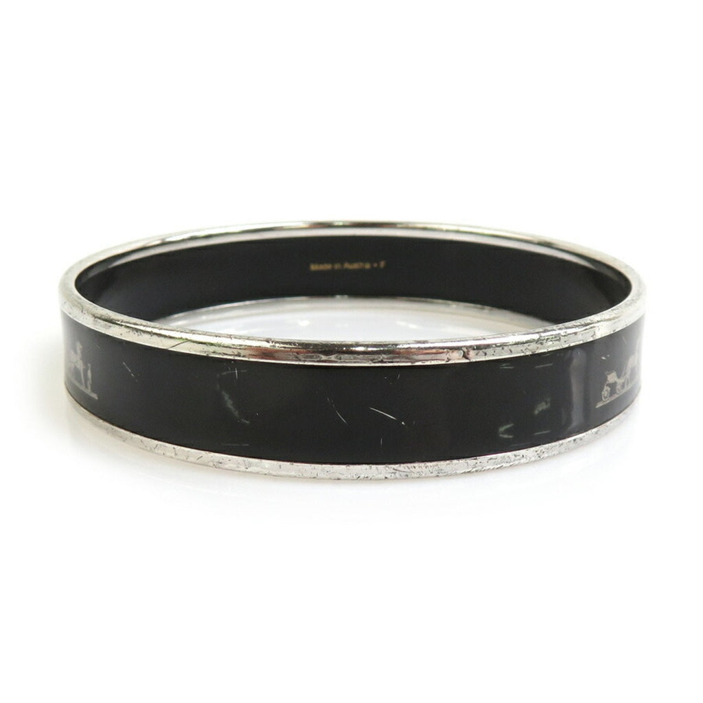 Bracelet Enamel and Metal Black and Silver