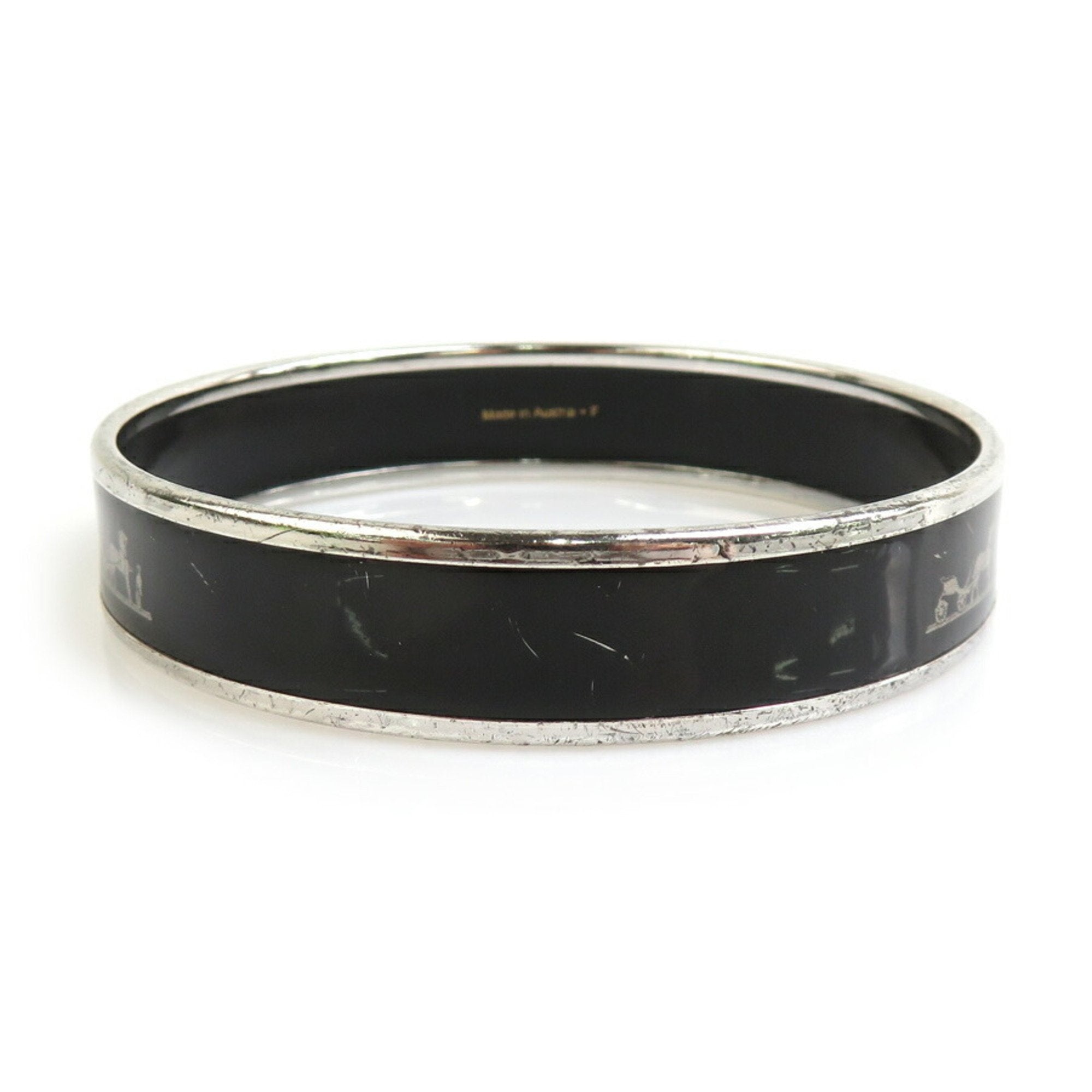 Bracelet Enamel and Metal Black and Silver
