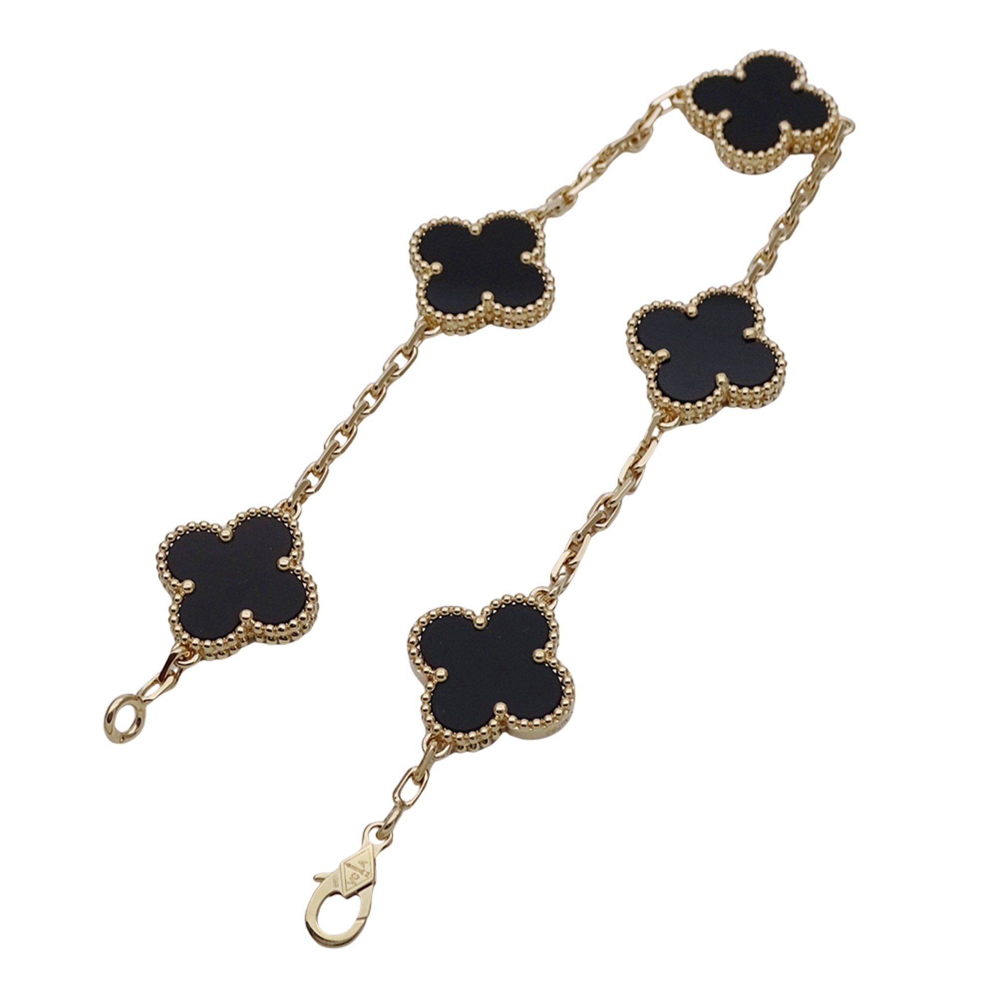 Vintage Alhambra Bracelet 18K Yellow Gold and Onyx