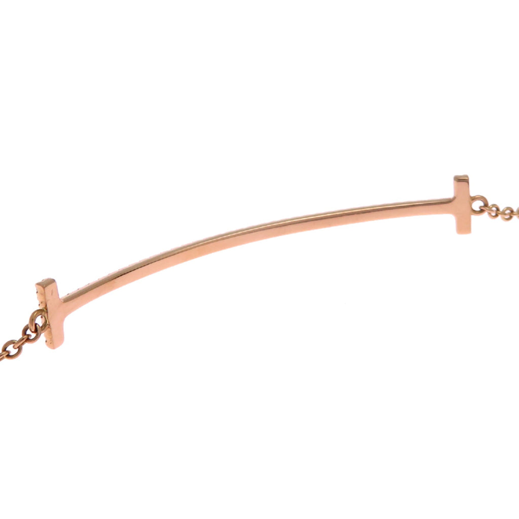 T Smile Pendant Necklace 18K Rose Gold with Diamonds