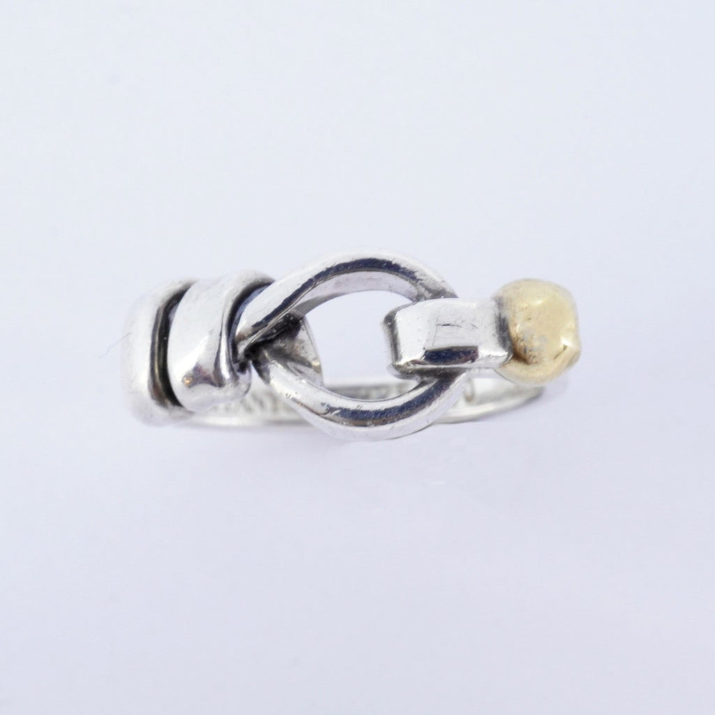 Hook and Eye Ring 18K Yellow Gold and Sterling Silver