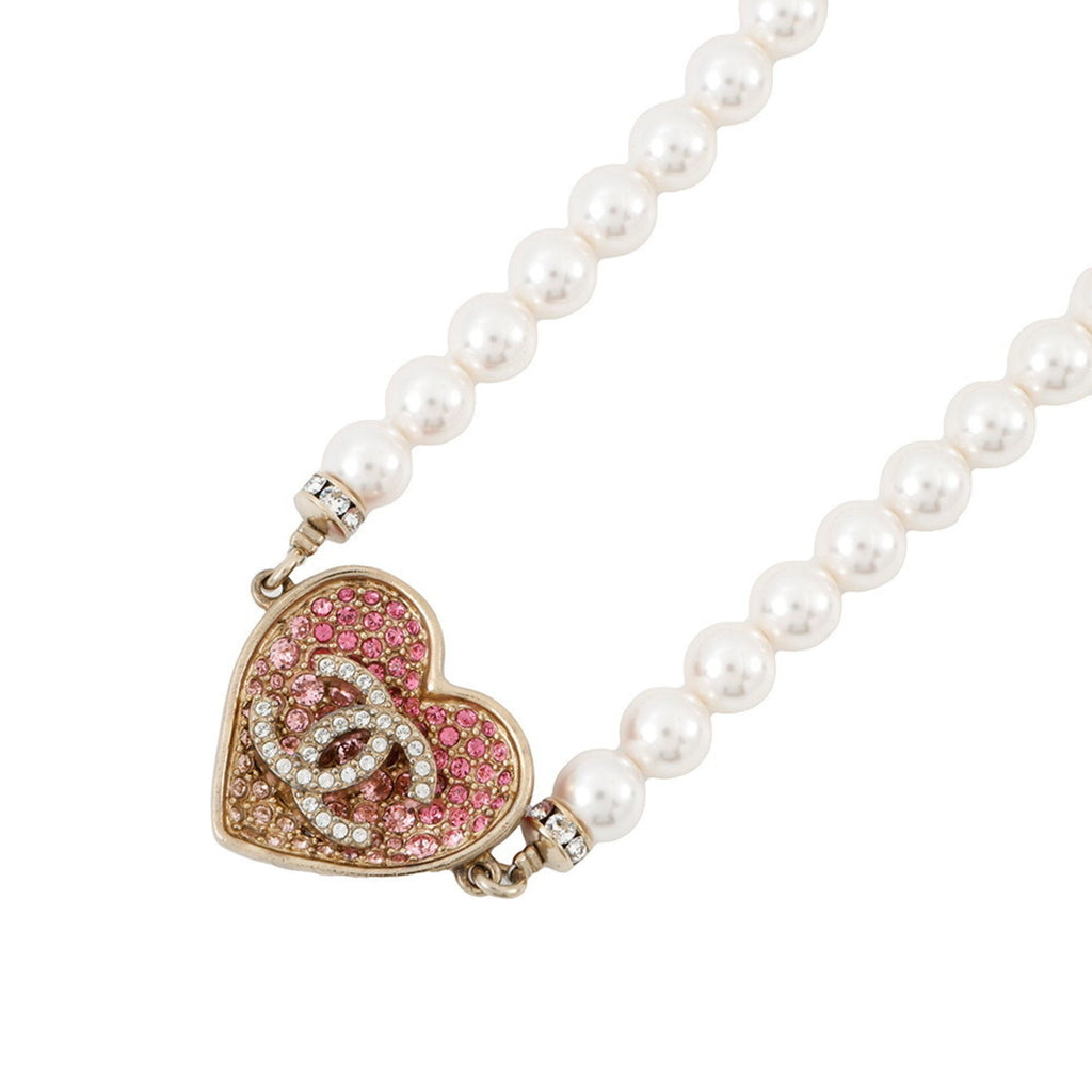 CC Logo Heart Pendant Necklace Metal