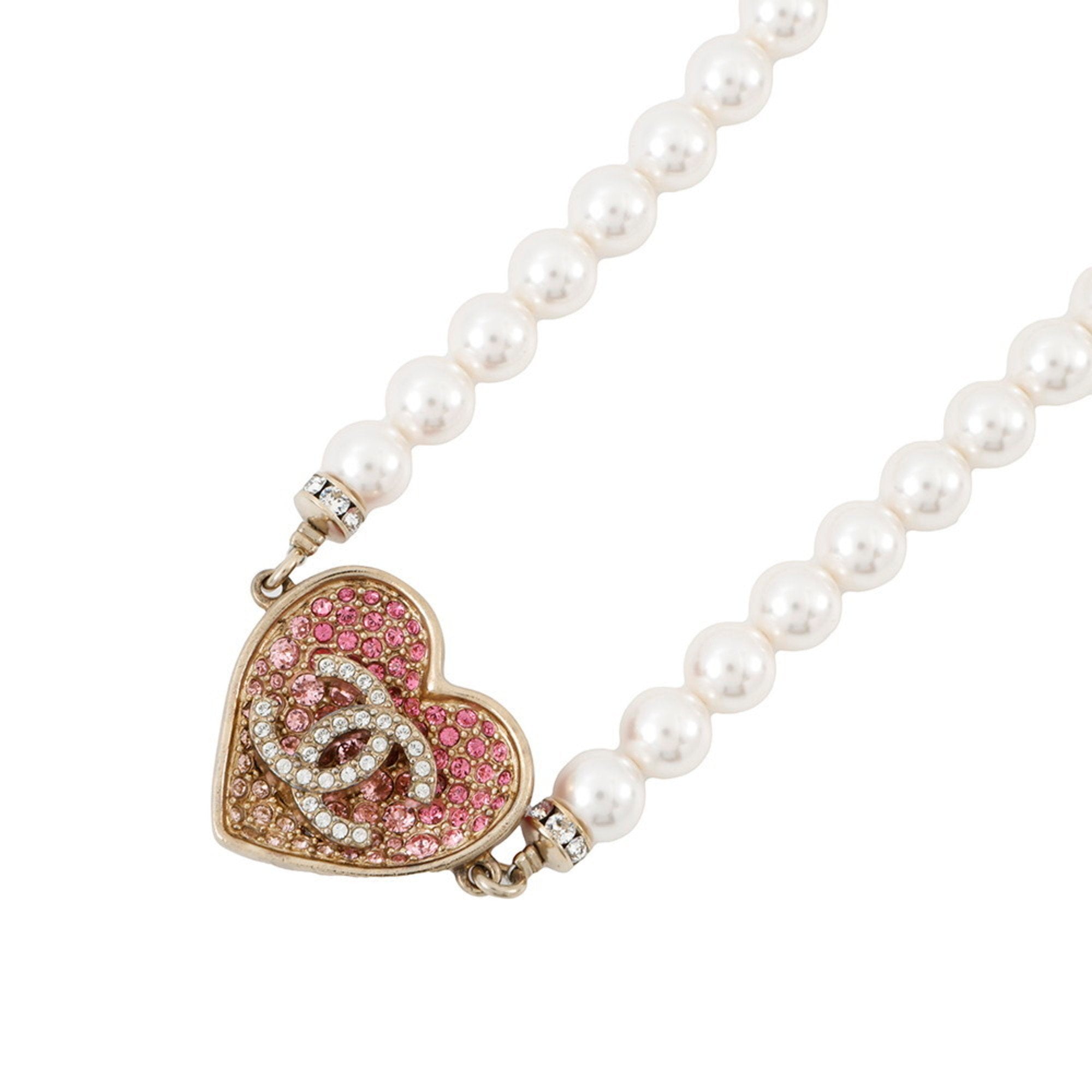CC Logo Heart Pendant Necklace Metal