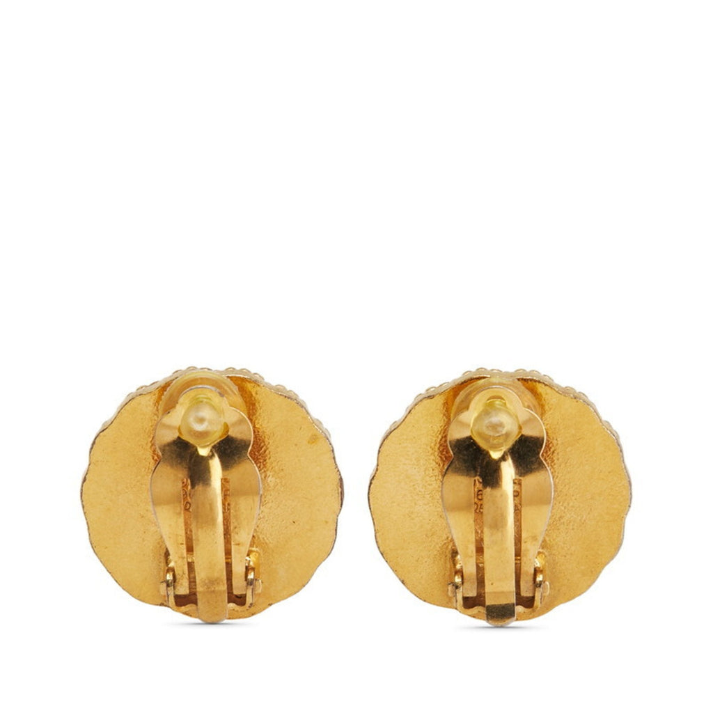 CC Logo Round Clip-On Earrings Gold-Tone Metal Gold-Tone Metal