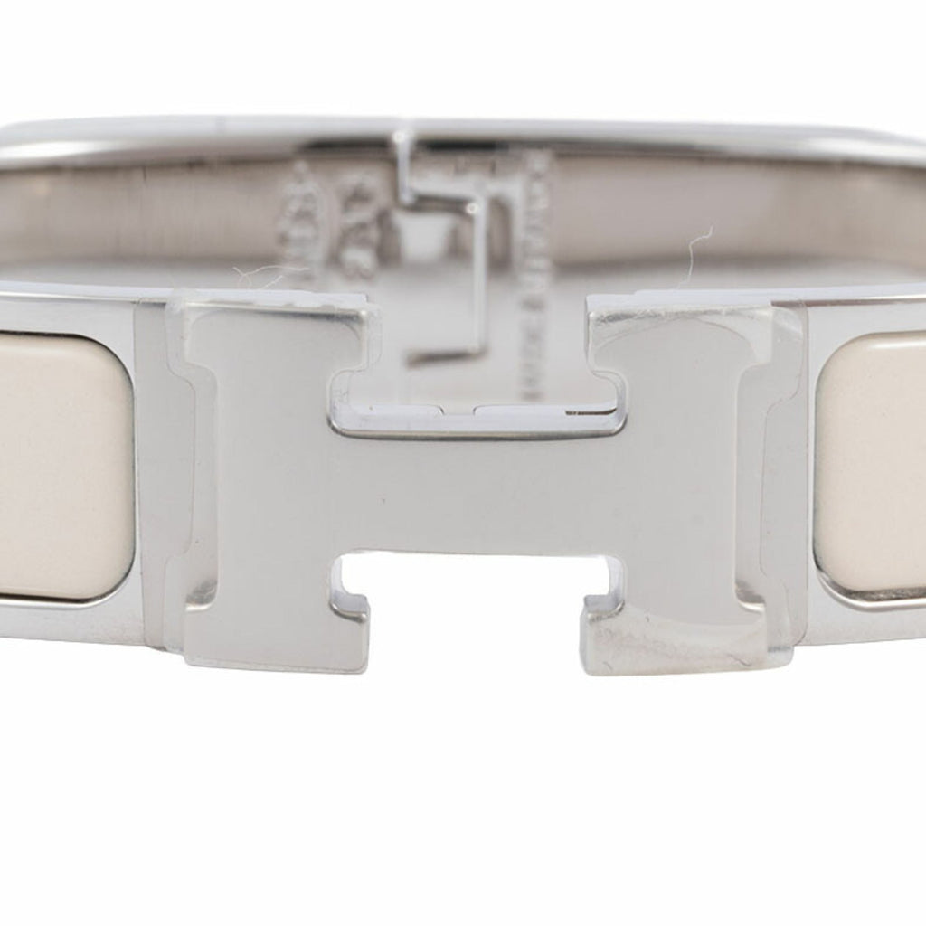 Bracelet Enamel and Metal Cream and Silver