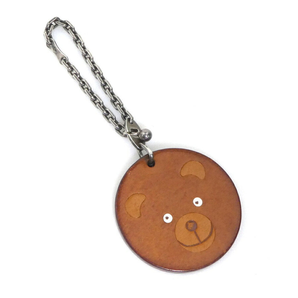 Bear Charm Leather and Metal Brown Handbag Charm