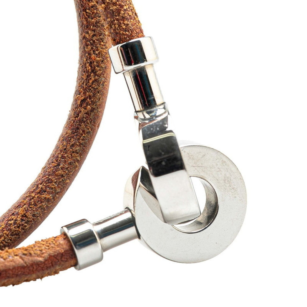 Lancelot Bracelet Leather and Metal Brown and Silver