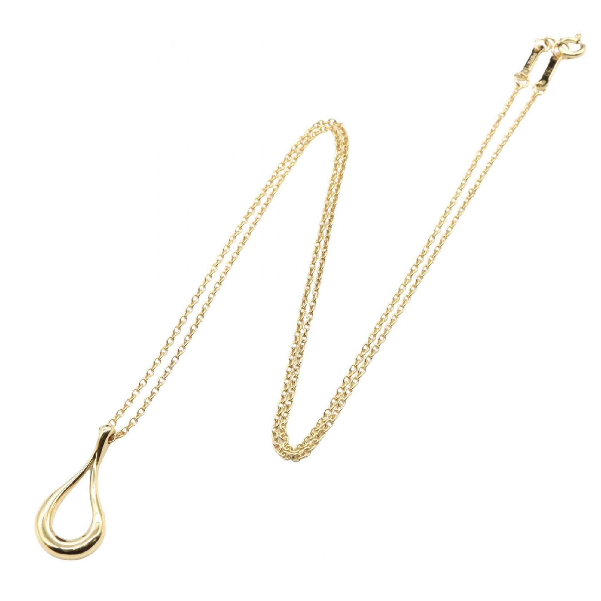 Open Teardrop Pendant Necklace 18K Yellow Gold