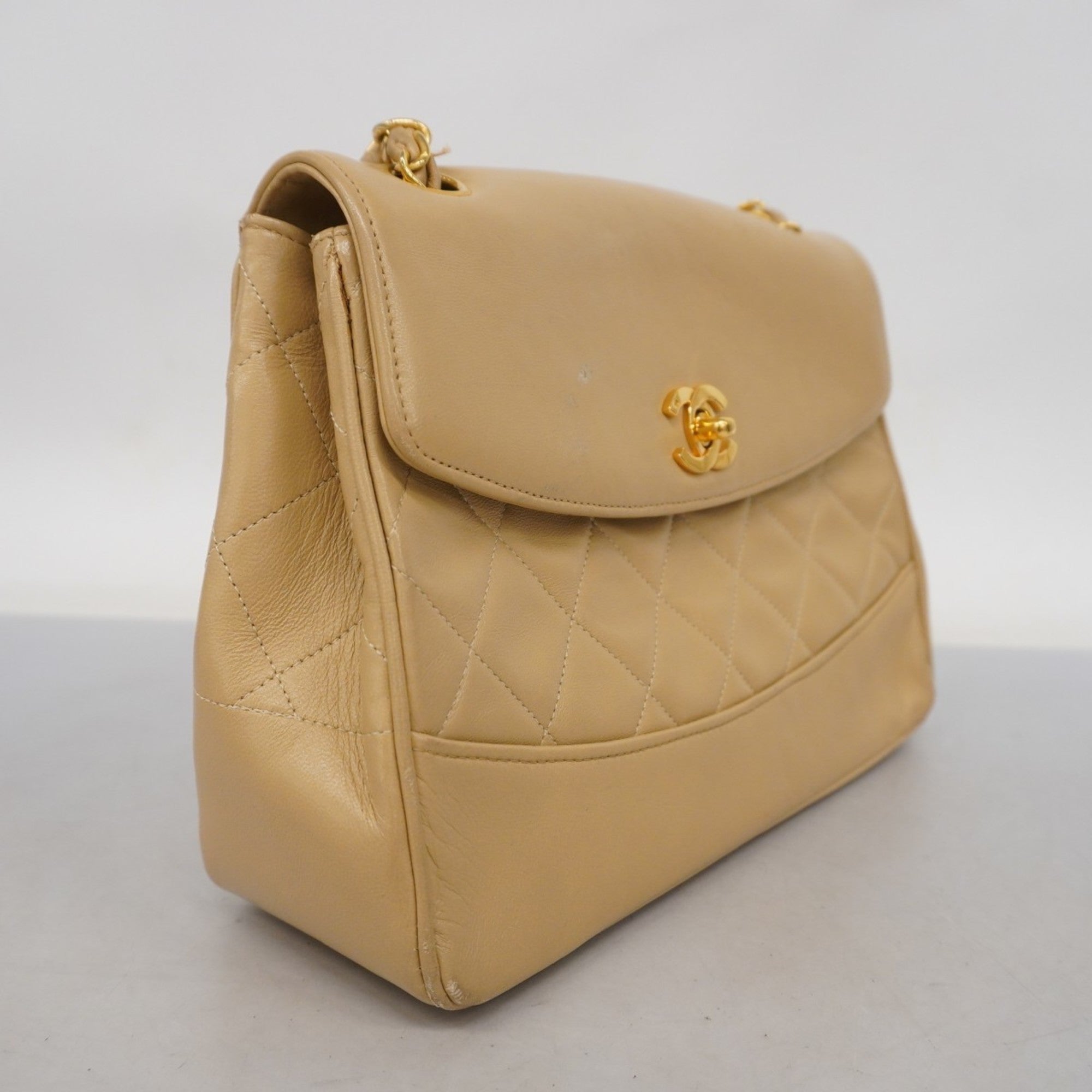 Vintage CC Flap Shoulder Bag Quilted Lambskin Small