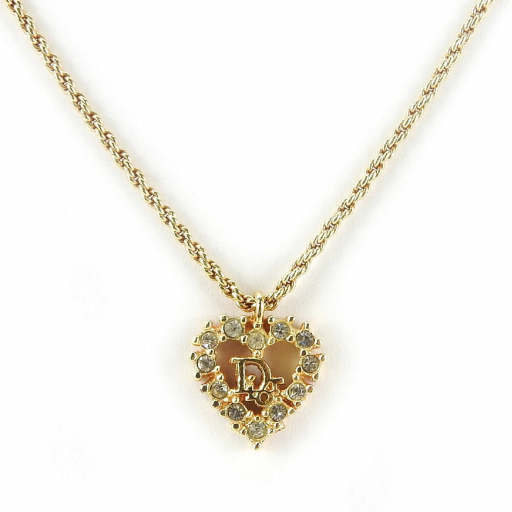 Pendant Necklace Metal Gold with Rhinestone