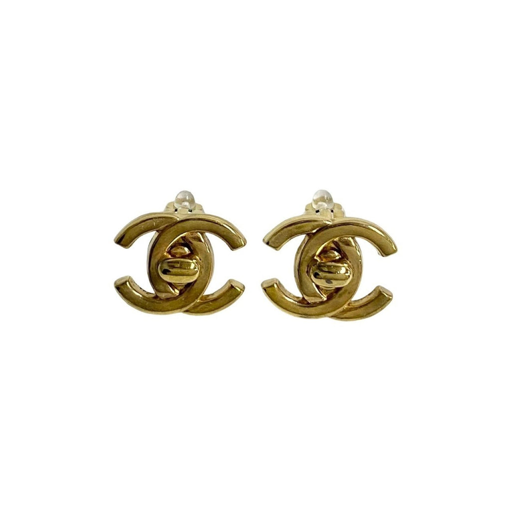 CC Logo Clip-On Earrings Metal Gold-Tone Metal