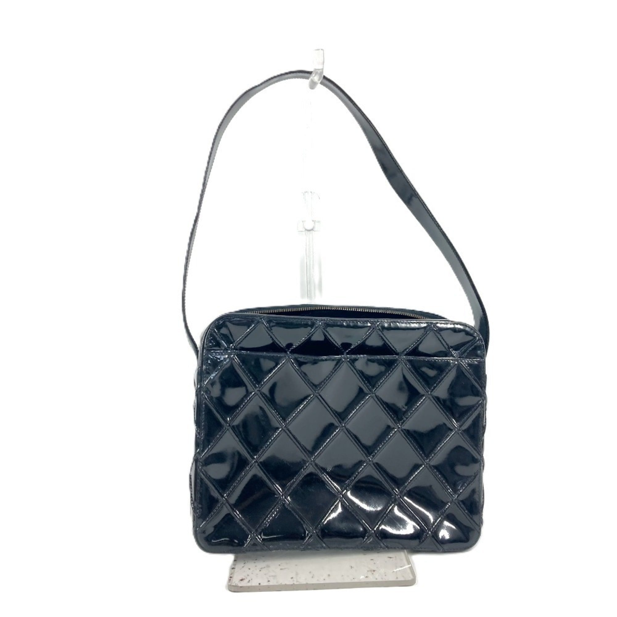 Vintage Pocket Shoulder Bag Quilted Patent Small