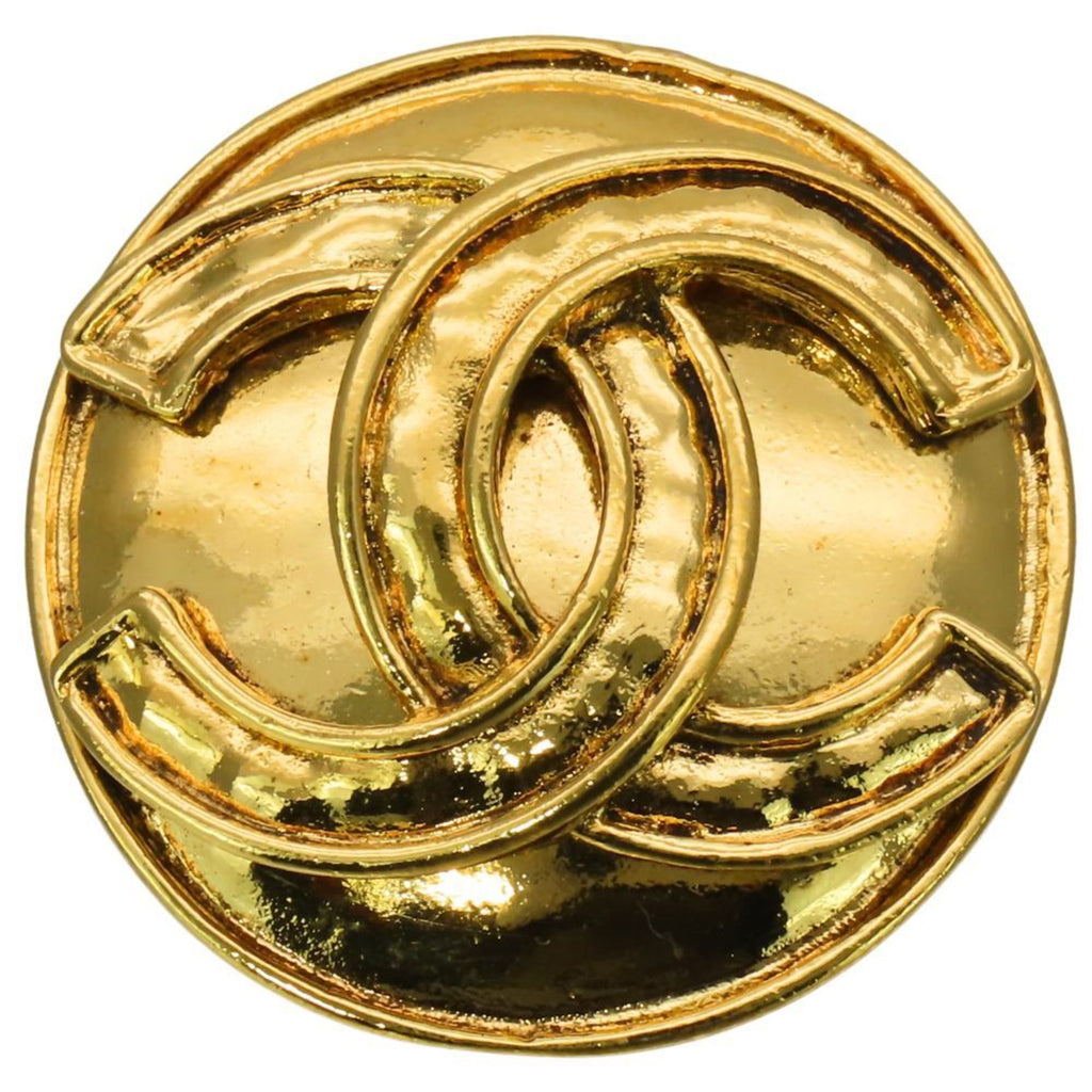 CC Logo Brooch Gold-Tone Metal