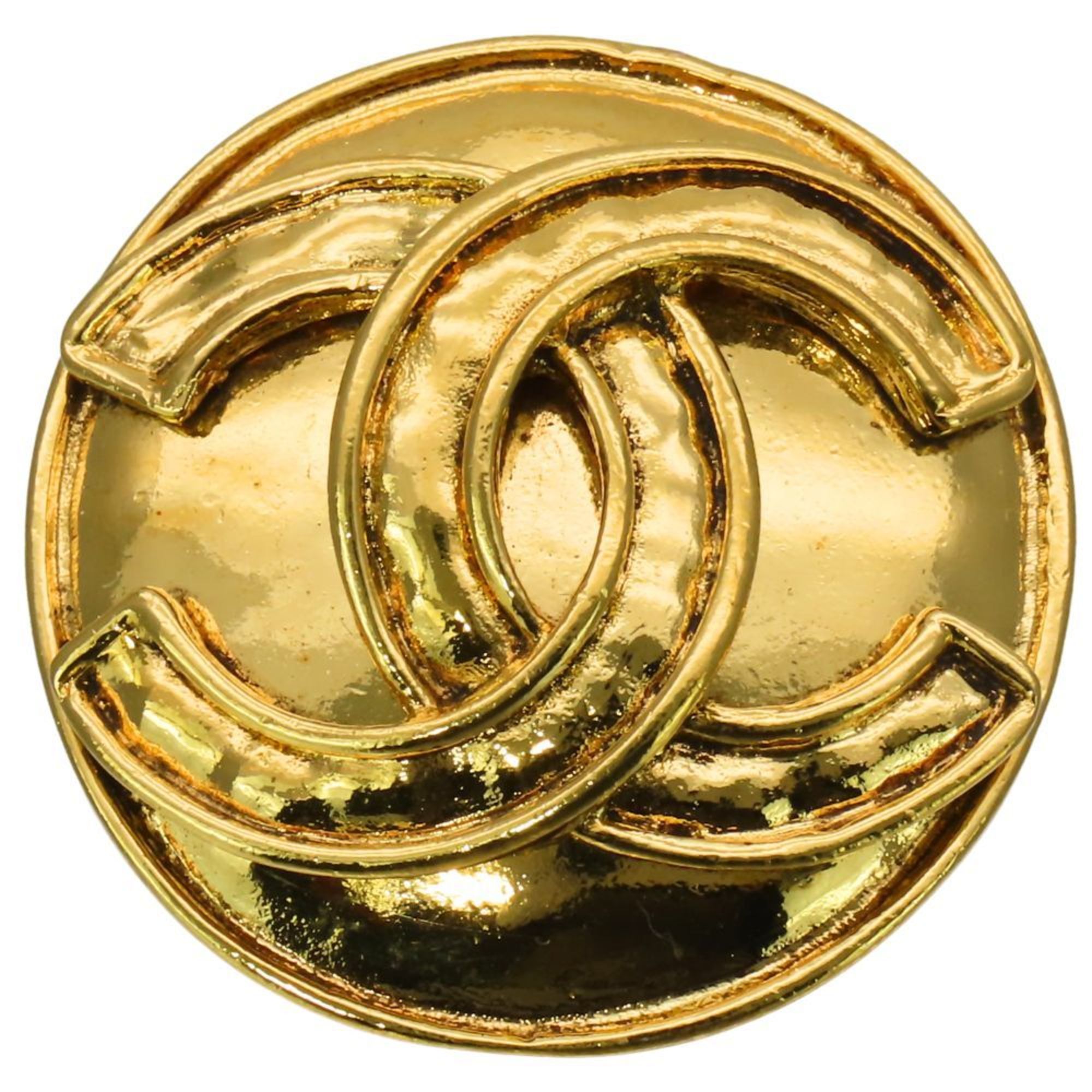 CC Logo Brooch Gold-Tone Metal