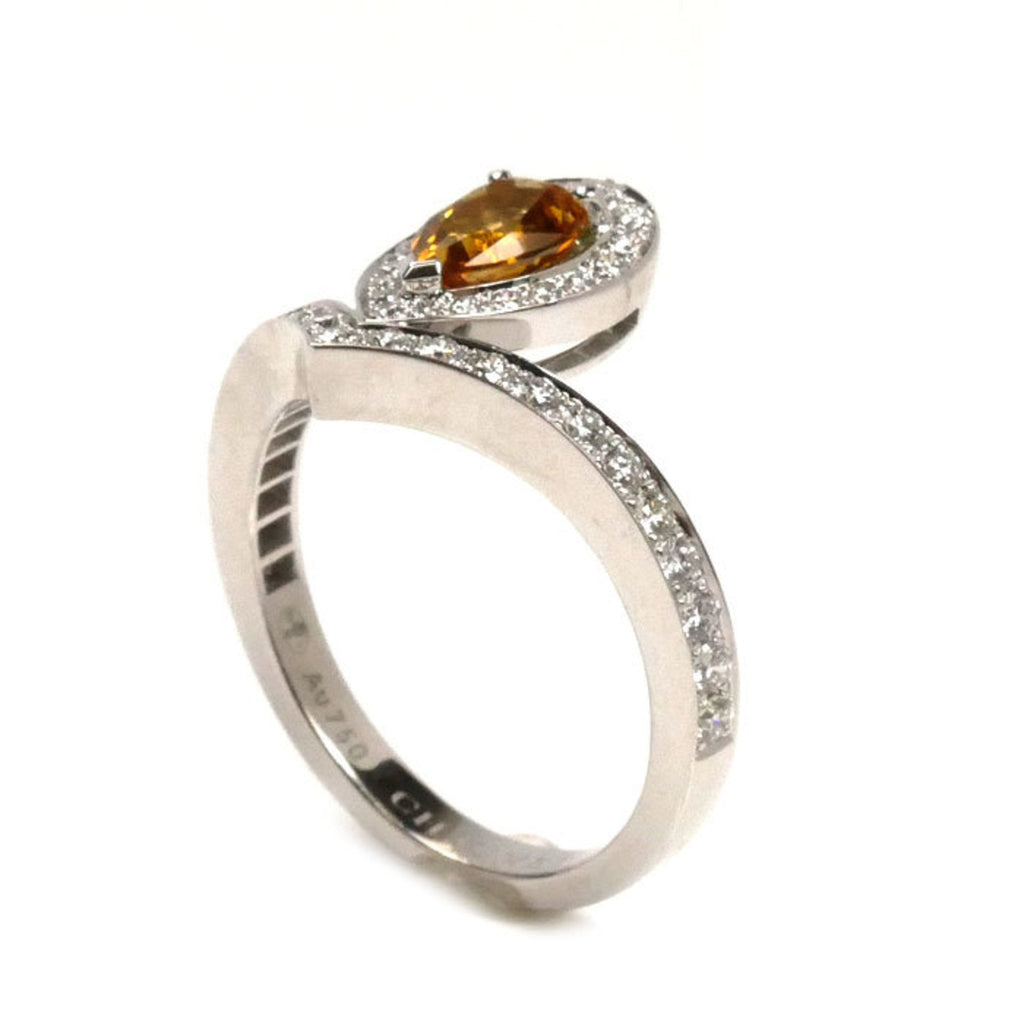 Josephine Aigrette Ring 18K White Gold with Citrine and Diamond