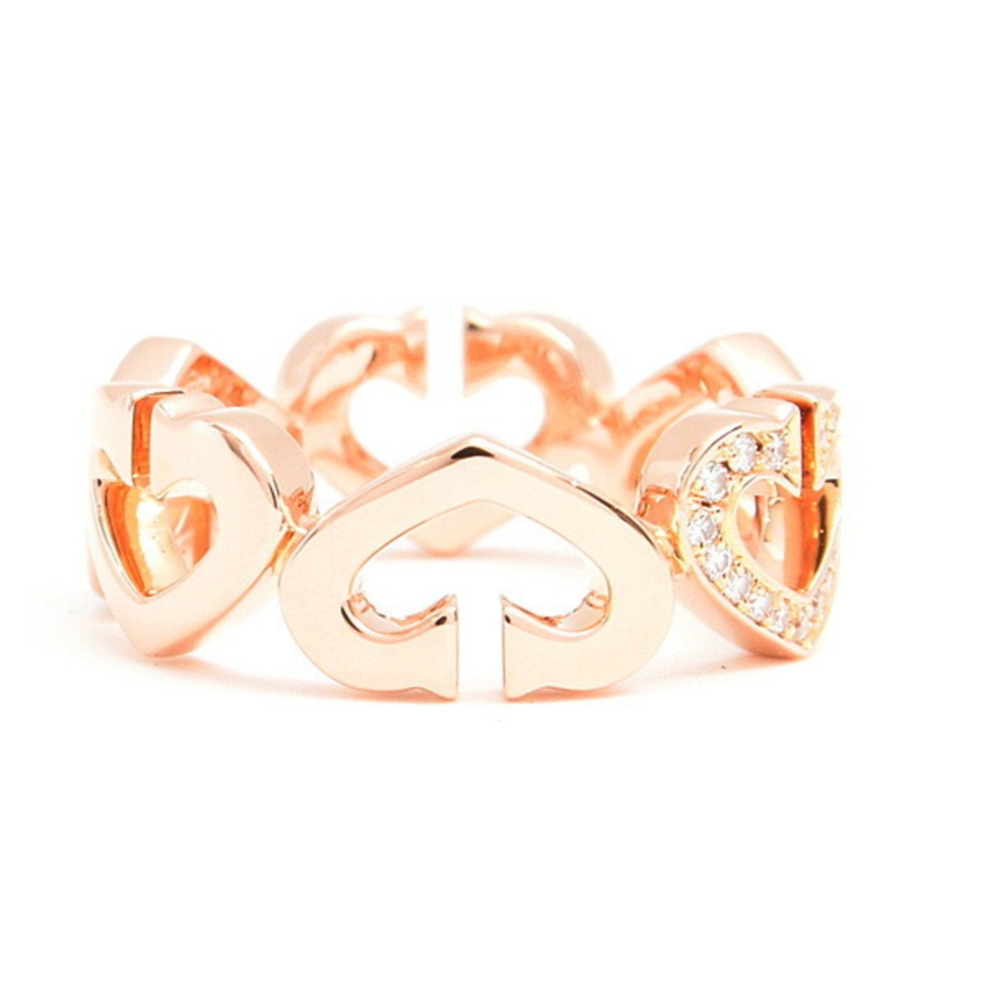 C Heart Ring 18K Rose Gold with Diamonds