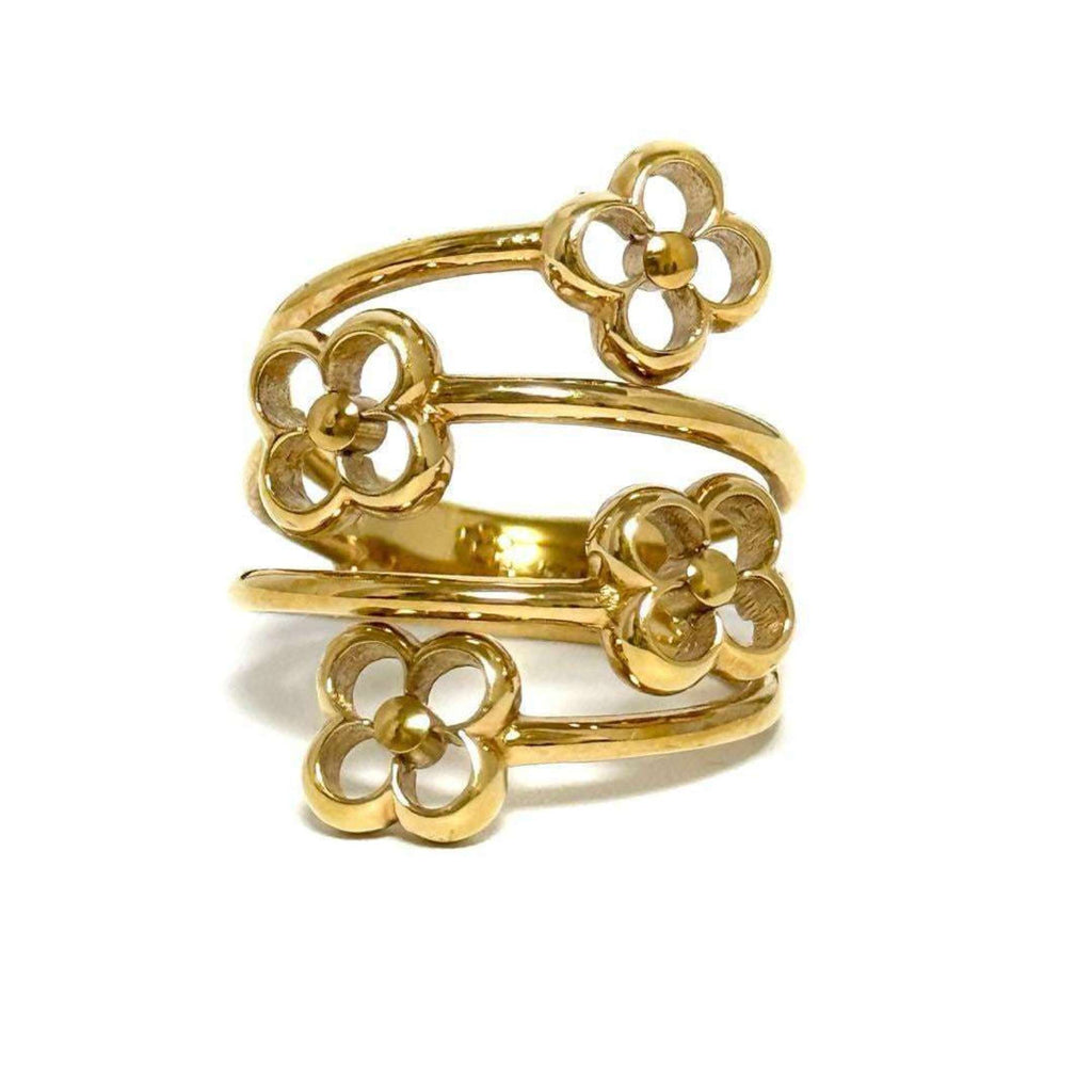 Flower Full Wide Ring Metal